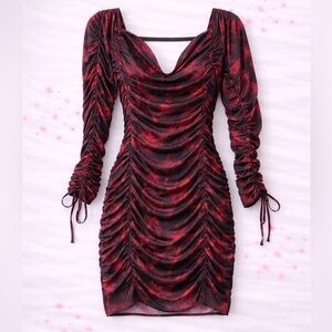 Poster Girl Ruched Flame Print Bodycon Dress – 2X